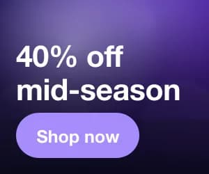 Medium rectangle advert reading “40% off mid-season”
