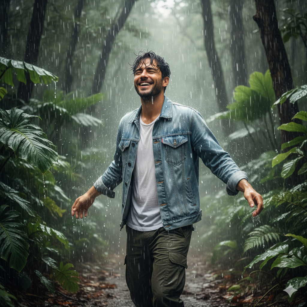 Rainy Day Joy: Hyper-realistic Portrait preview