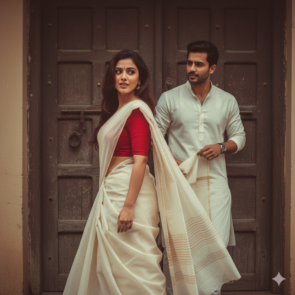 90s Romance: Off-White Saree & Kurta Drama preview