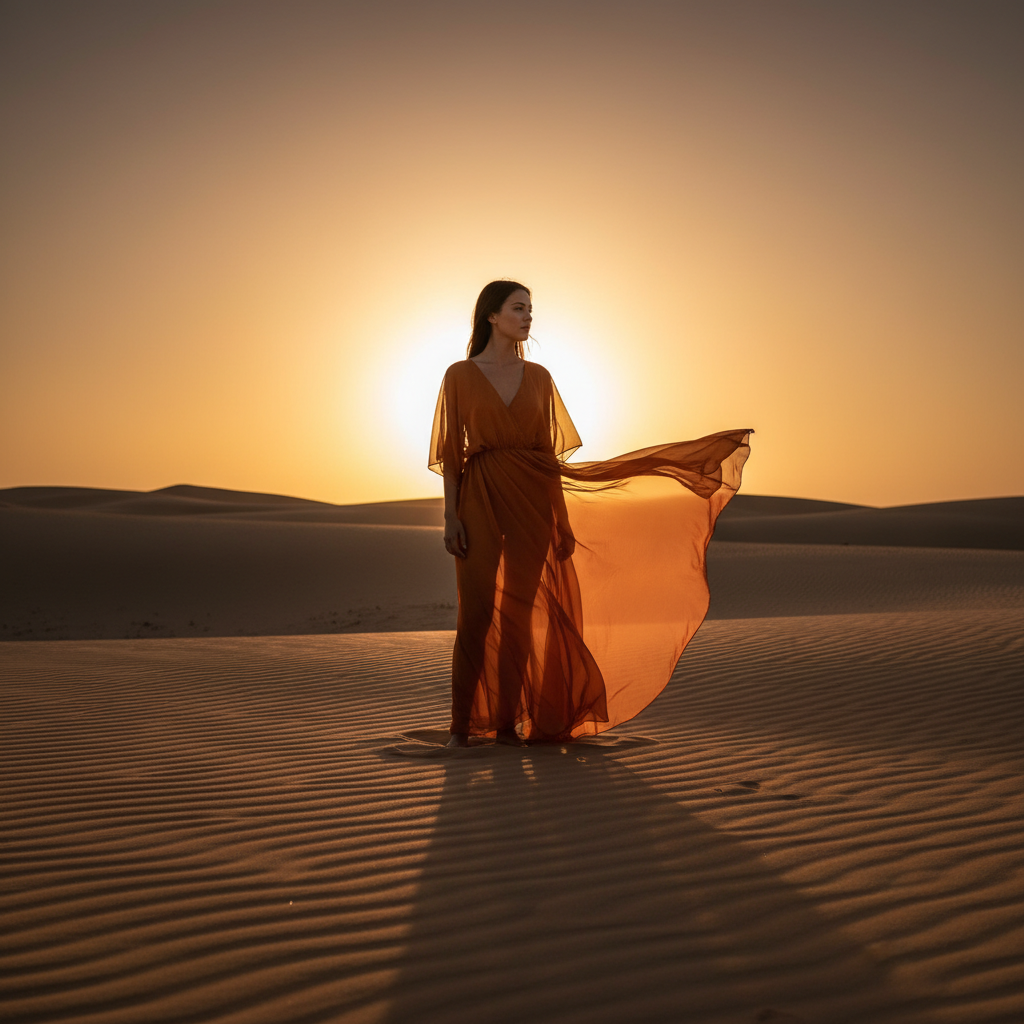 Desert Sunset Solitude: Warm Tones Portrait preview